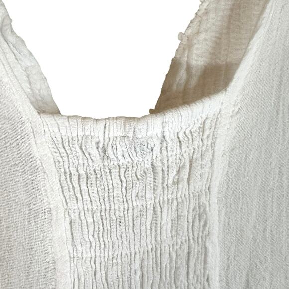 Cotton Natural Peruvian Sleeveless Tiered Maxi Dress Crochet Trim White S Fairy - Picture 11 of 16